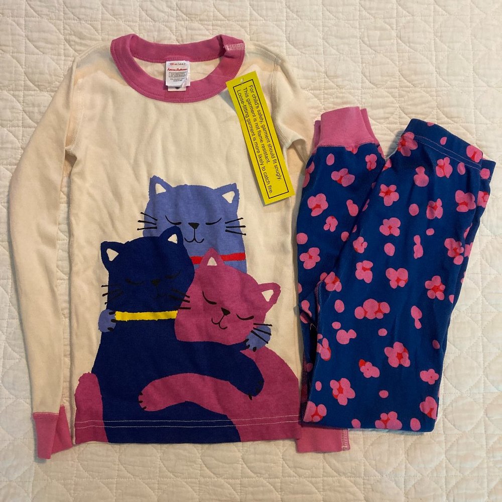 Hanna Andersson Long Sleeve Cat Flower Pajamas - NWT Size 120